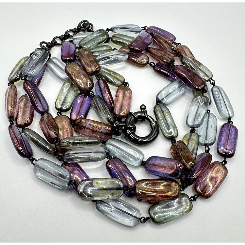 Iridescent Glass Beaded Necklace 4 Strand Choker Carlisle 16" - 18"